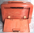 Tele-tone tube 156 radio,tubesvalves.com,swirly marbled case,wireless,valve,1948,