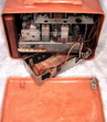 Tele-tone tube 156 radio,tubesvalves.com,swirly marbled case,wireless,valve,1948,